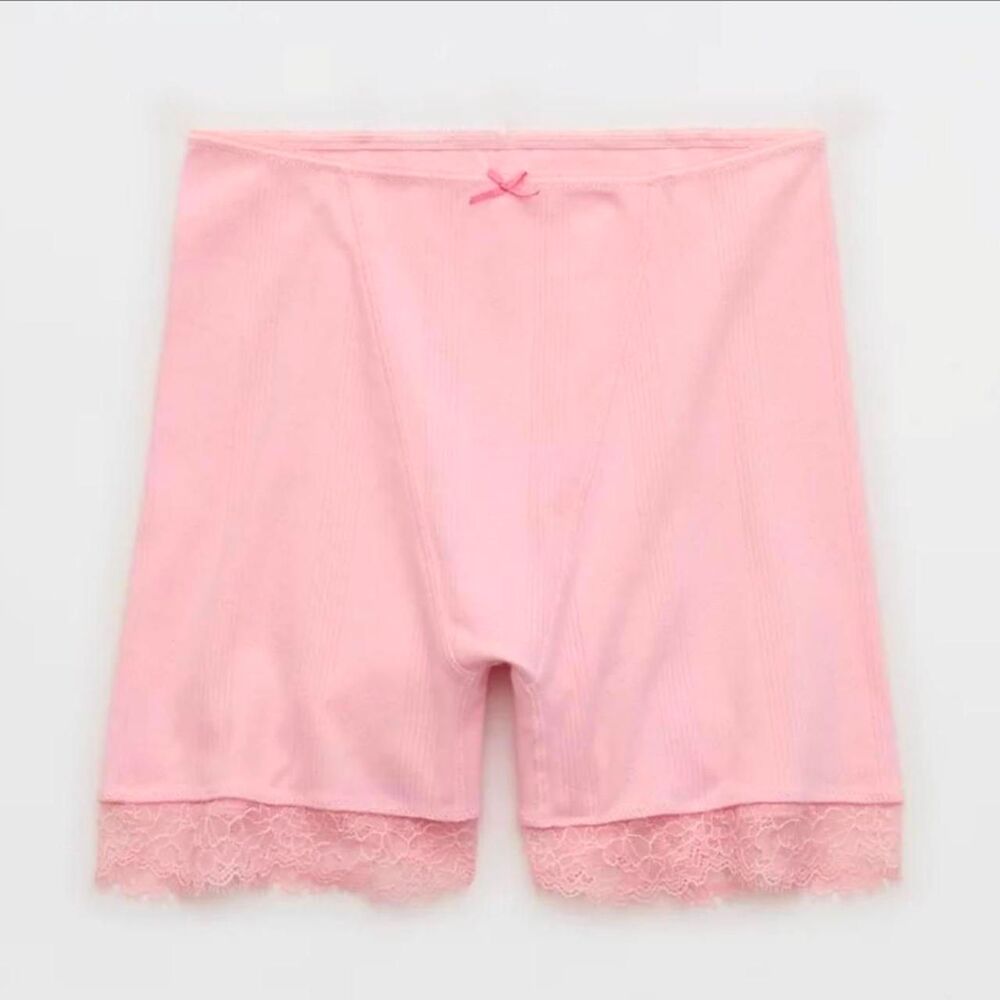 Aerie LARGE Club Light Pink Superchill Pointelle High Waisted Boyshort Underwear
